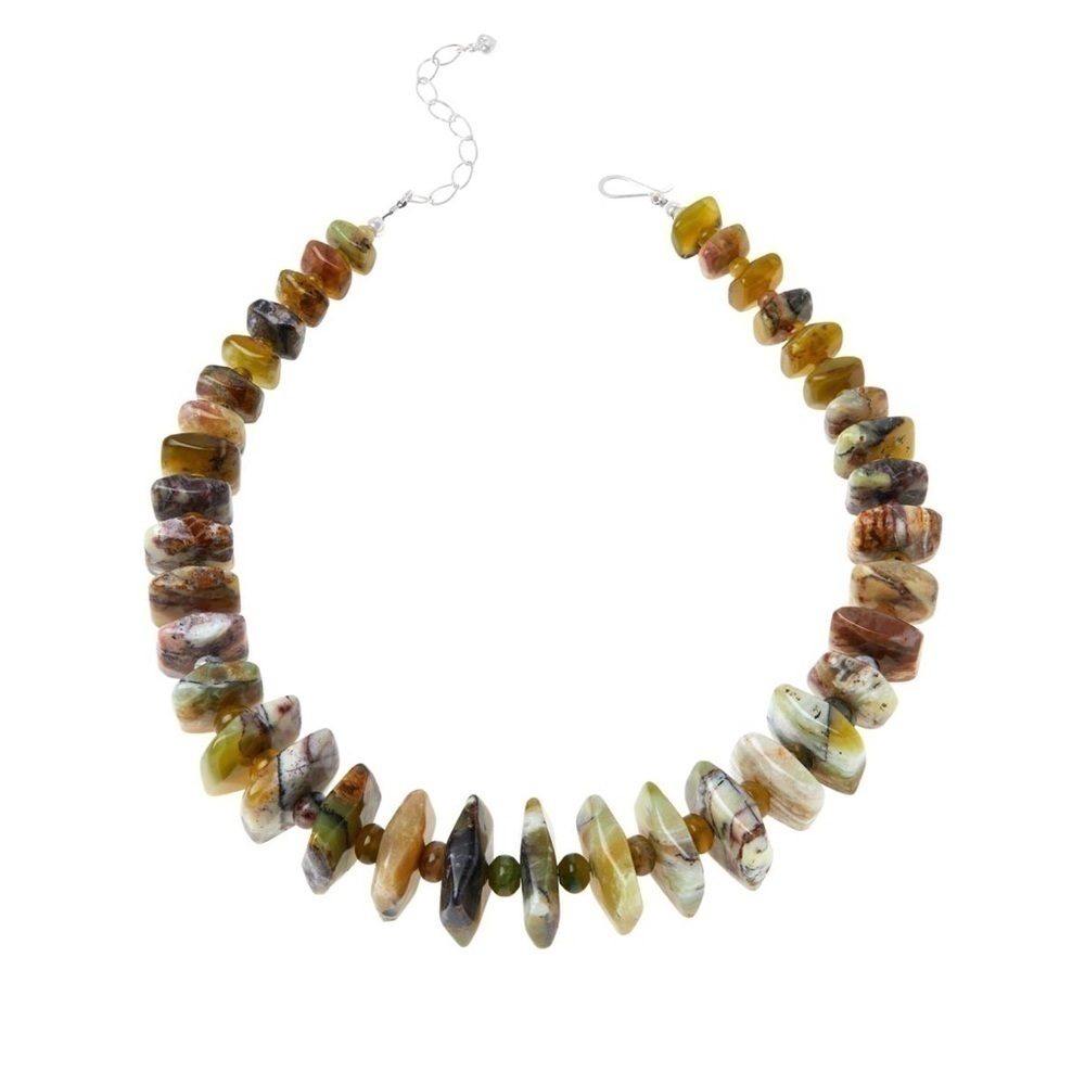 Jay King Sterling Silver Multi-Color Green Reef Opal Necklace
